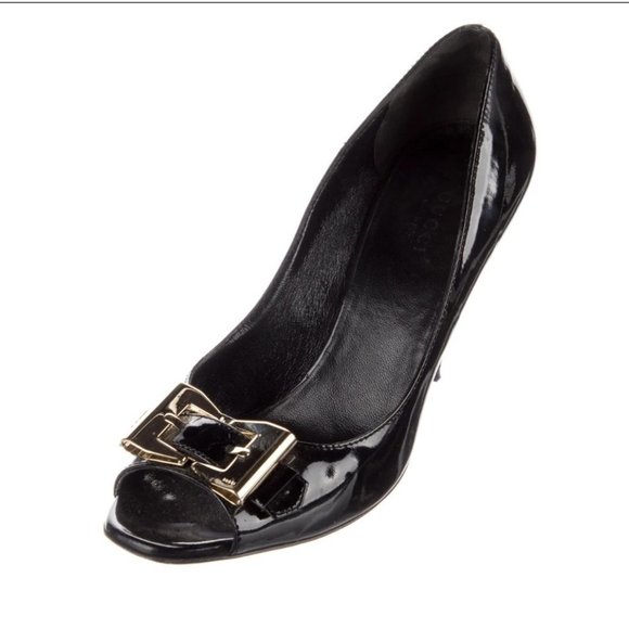 Gucci Peeptoe  Pumps with Horsebit Embellishments Size 37.5EU - Picture 1 of 5